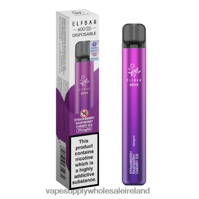 electronic cigarette wholesale supplier - 0T2H296 Strawberry Raspberry Cherry Ice ELFBAR 600V2 20mg