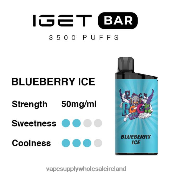 Vape Wholesale Ireland - 0T2H98 Blueberry Ice IGET BAR 3500 5% NICOTINE