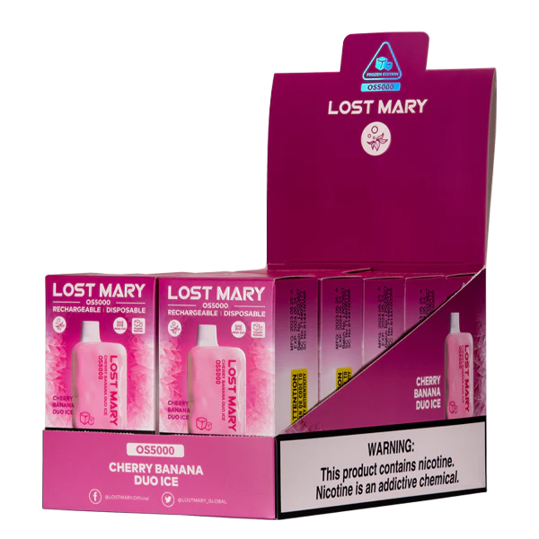 Vape Wholesale Ireland - 0T2H108 Cherry Banana Duo Ice LOST MARY OS5000