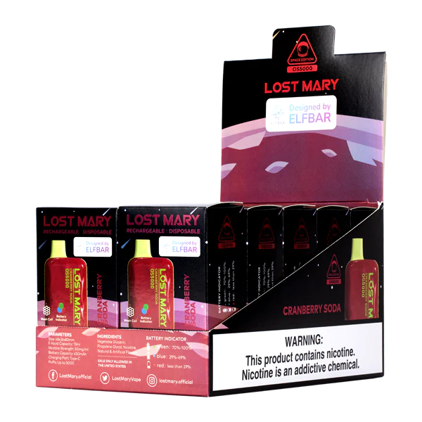 Vape Wholesale Northern Ireland - 0T2H109 Cranberry Soda LOST MARY OS5000