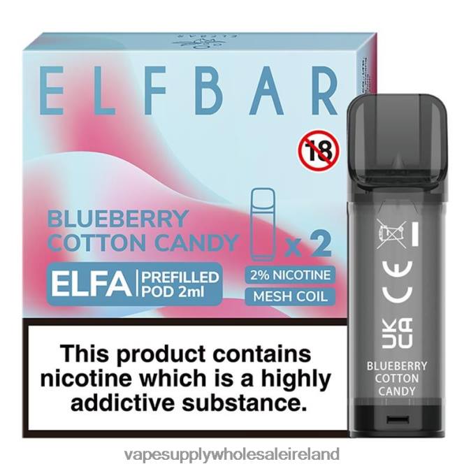 e cig wholesale - 0T2H331 Blueberry Cotton Candy ELFBAR Elfa Pre-Filled Pod - 2ml - 20mg (2 Pack)