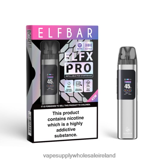 Vape Wholesale Ireland - ELFBAR ELFX Pro Open Pod Device Sliver 6ZLT41