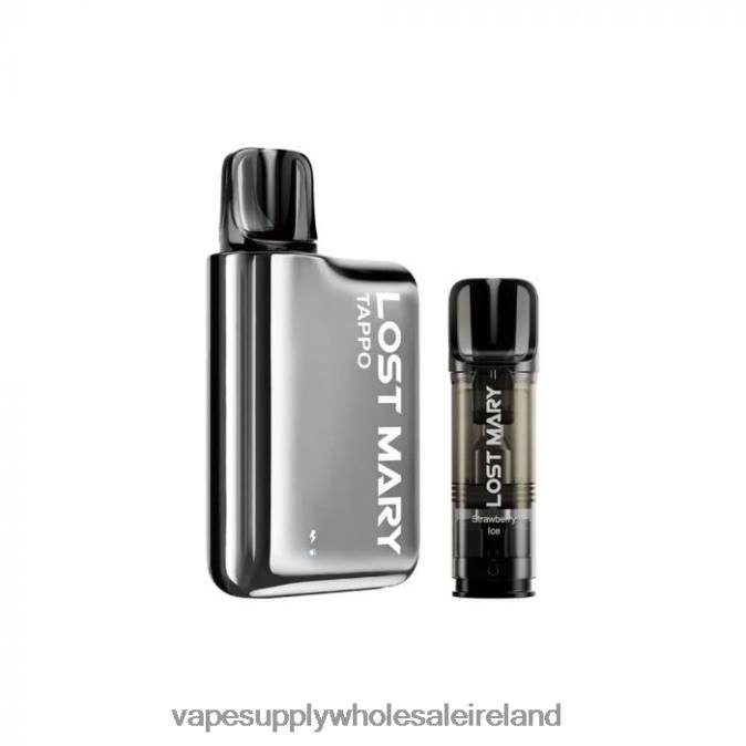 Vape Wholesale Ireland - 0T2H438 Silver Stainless X Strawberry Ice LOST MARY Tappo Pod Vape Kit